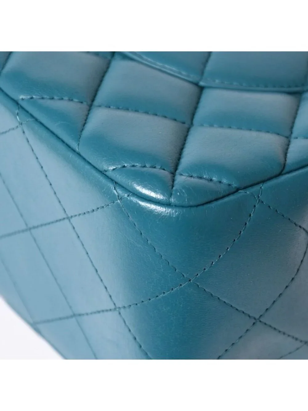 Chanel Maxi Quilted 30 Double Flap Chain Shoulder Bag CC Logo Lambskin Turquoise